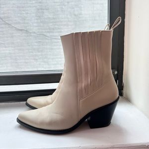 & other stories leather cream western booties